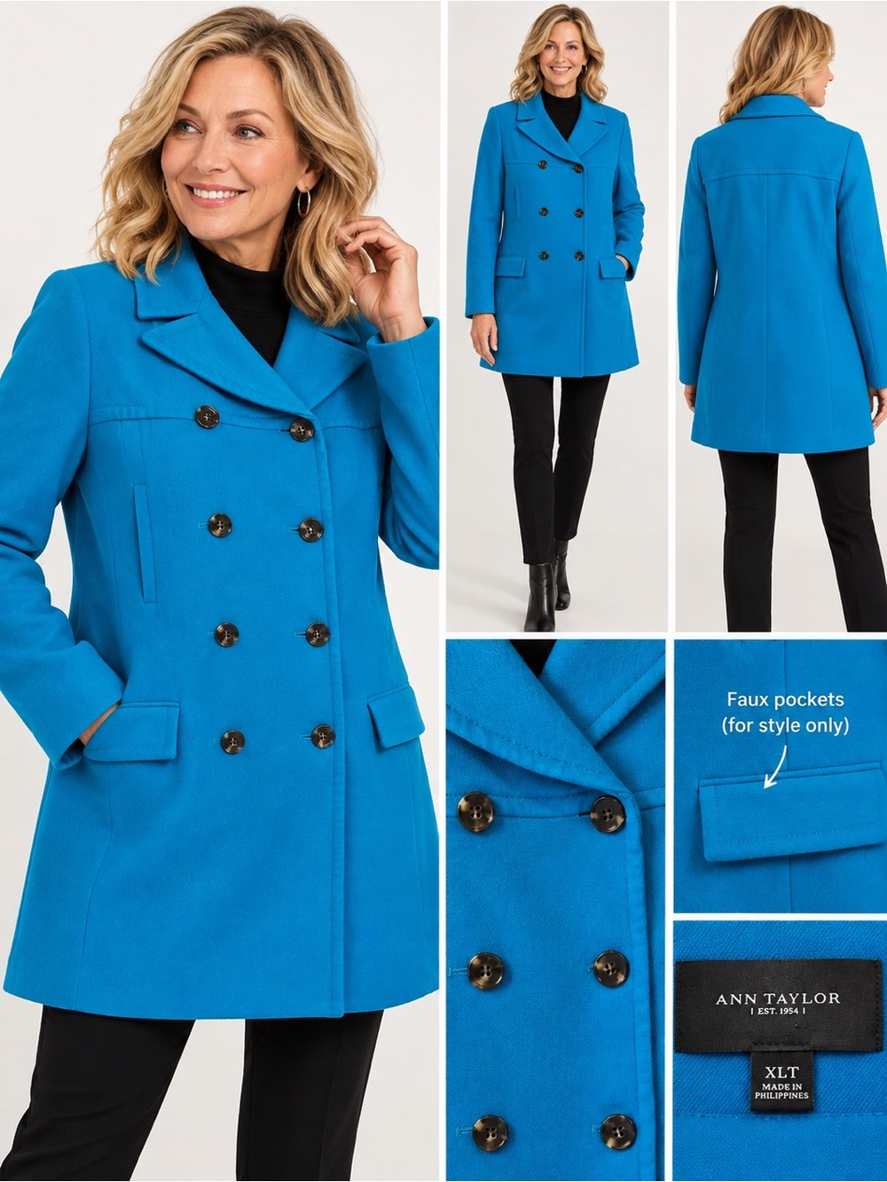 Ann Taylor Double-Breasted Coat — XLT